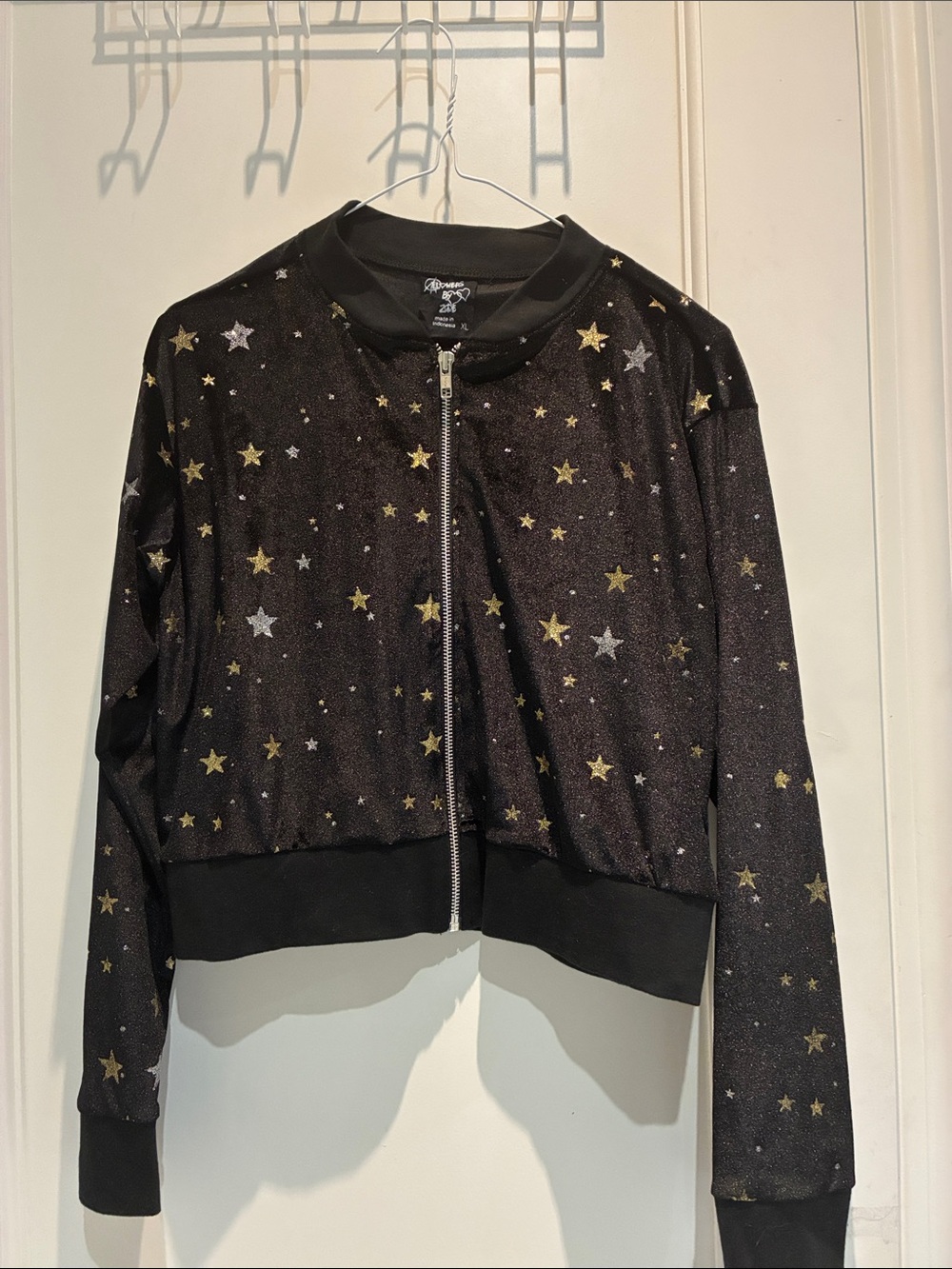 Flowers by Zoe Black Star-Print Bomber Jacket👵MT